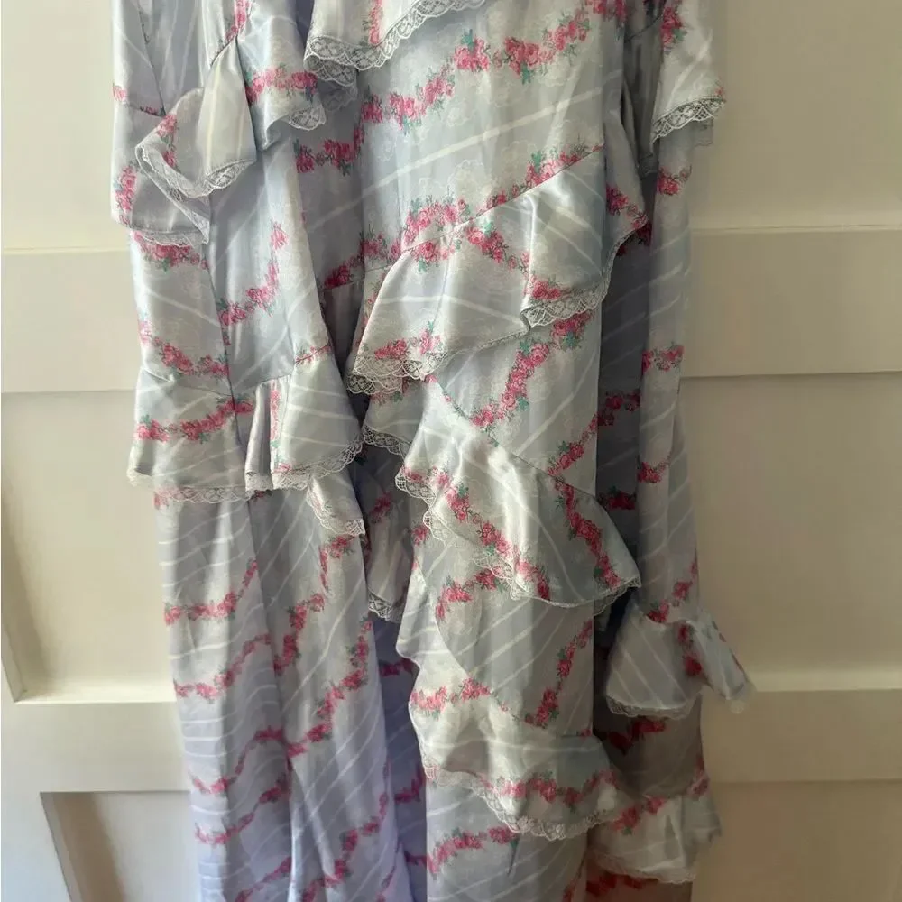 Rareraw Floral Ruffle Maxi Dress in Light Blue